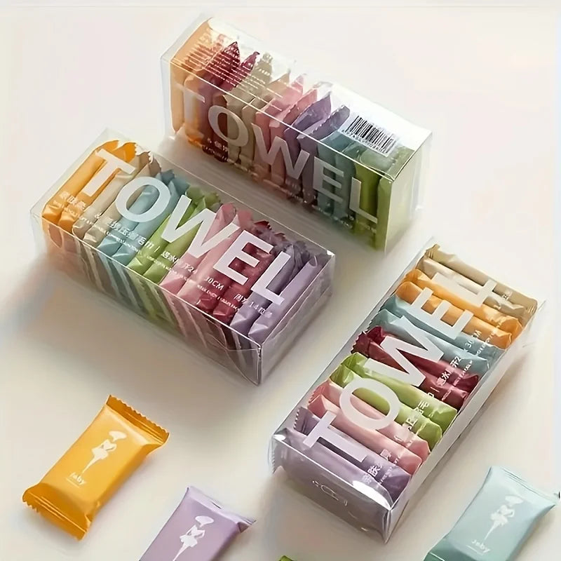 28pcs Compressed Travel Towels – Disposable Portable Wet & Dry Towel Set (Unscented)