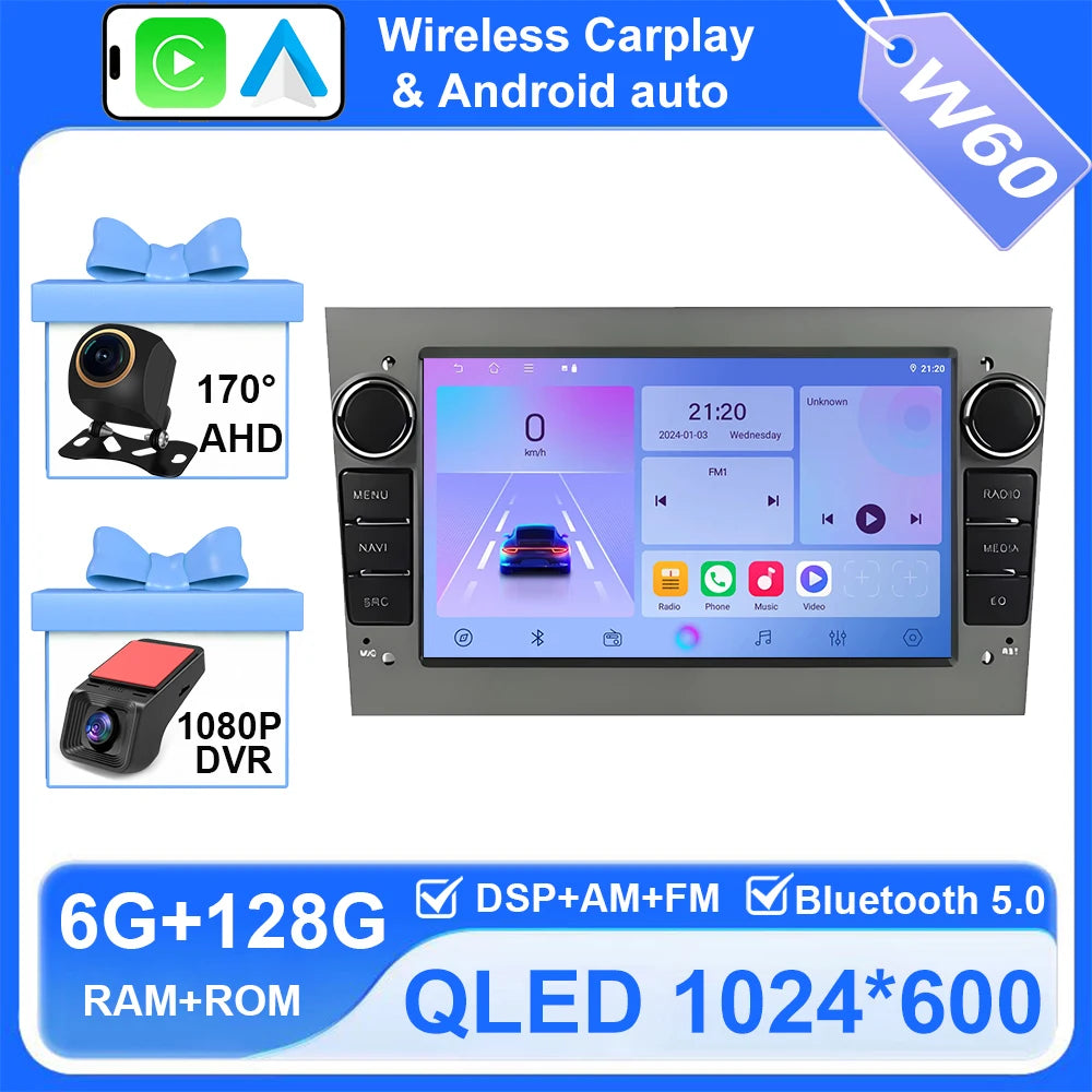 Android Car Stereo for Opel/Vauxhall Astra H J, Vectra, Antara, Zafira, Corsa (2004–2011) — CarPlay, Android Auto, GPS