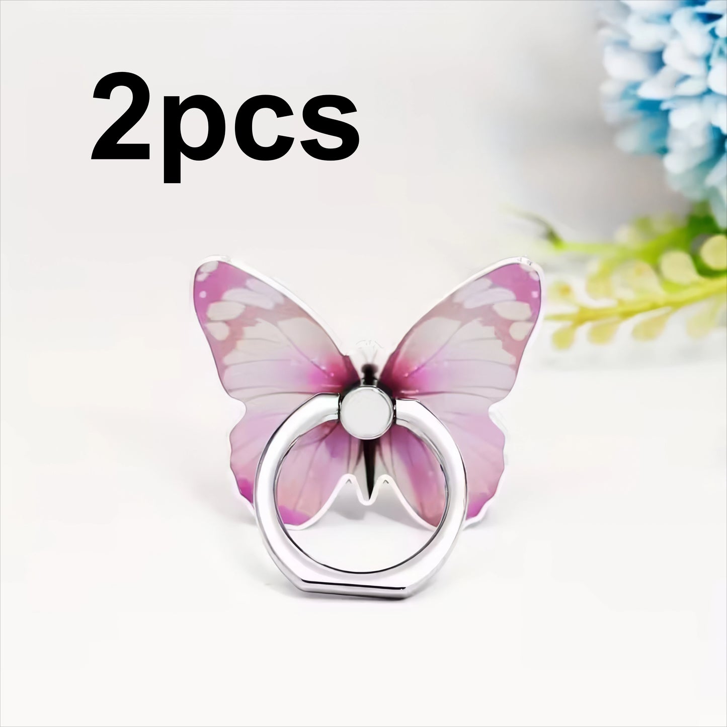 Butterfly Phone Ring Holder & Stand – 360° Rotating Grip, Pink & Purple