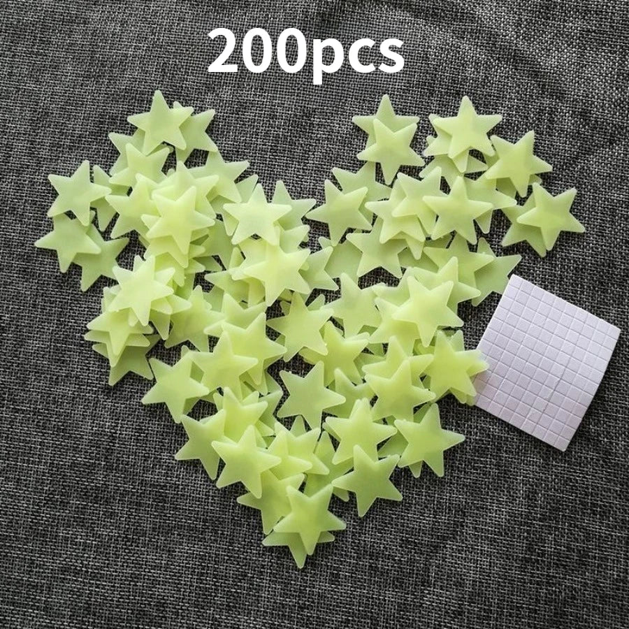 200 Piece Luminous Star Wall Sticker, Easy To Tear and Stick, Suitable for Bedroom, Luminous Party Decoration, Self-adhesive