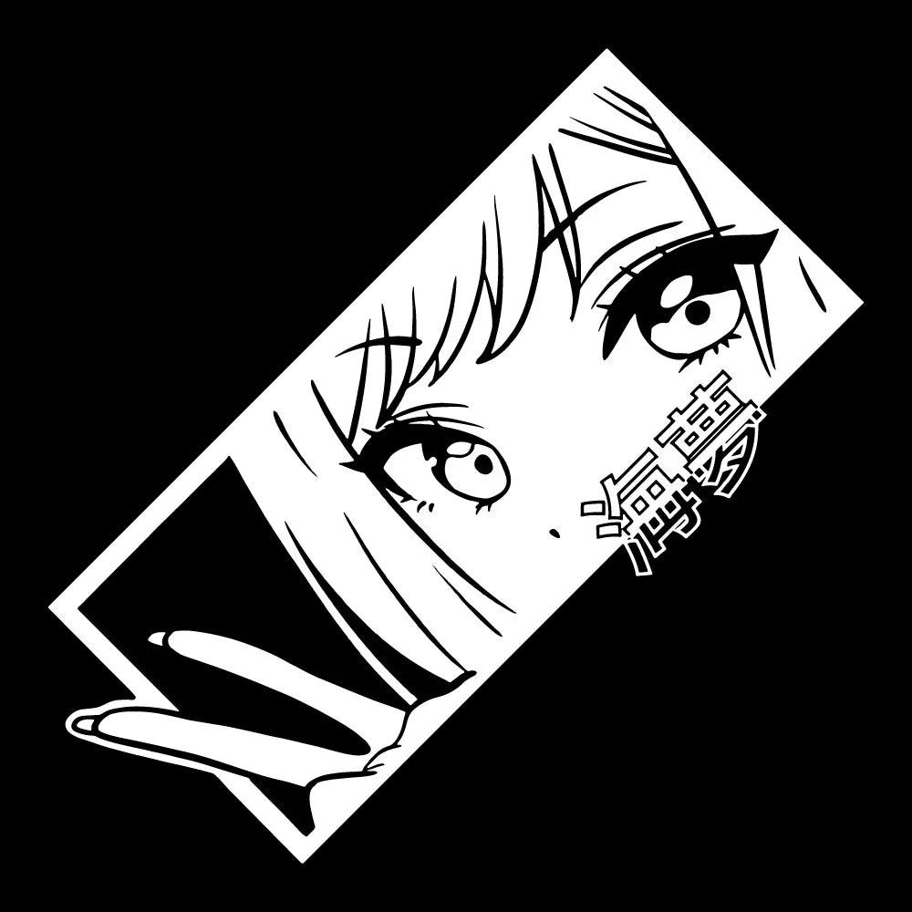 JDM Anime Girl Car Decal – Holographic Waterproof Vinyl Sticker for Car Window & Bumper