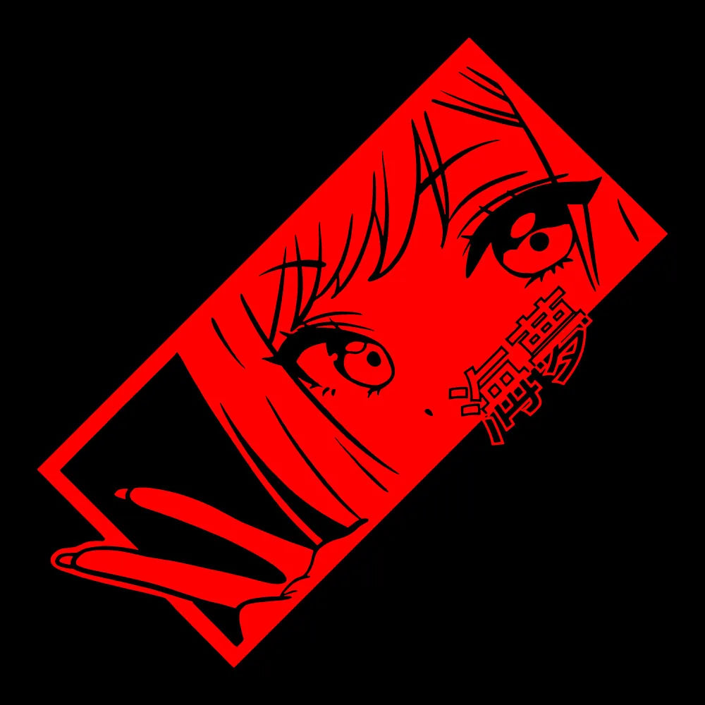 JDM Anime Girl Car Decal – Holographic Waterproof Vinyl Sticker for Car Window & Bumper