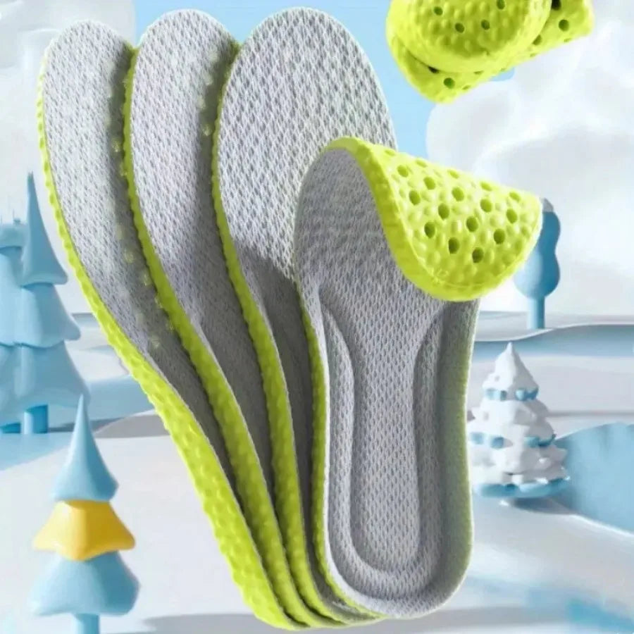 6 Pairs Green Arch Support Insoles – Shock-Absorbing, Breathable Comfort for Men