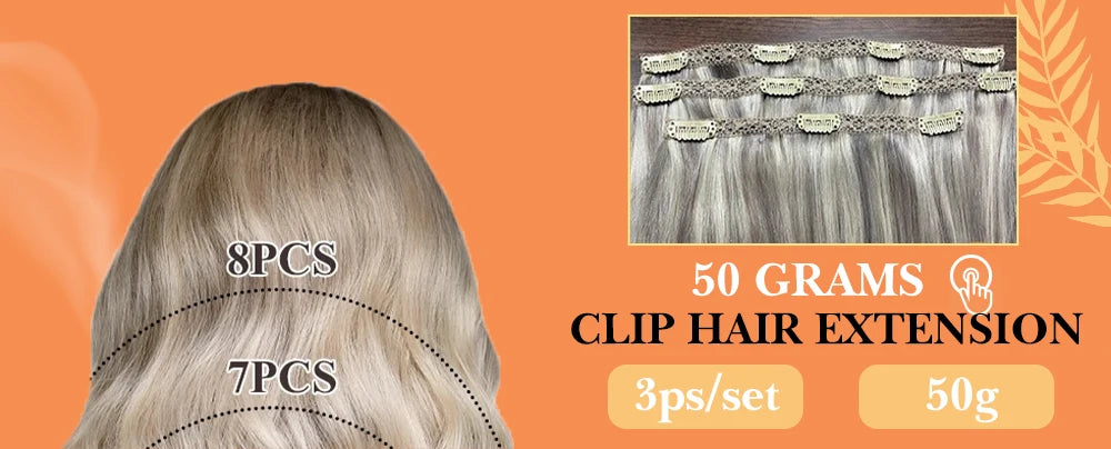 Full Shine Seamless Clip in Human Hair Extensions 8Pcs 100g&80g Pure Color Blond Hair Pu Clip on Remy Extension Skin Weft