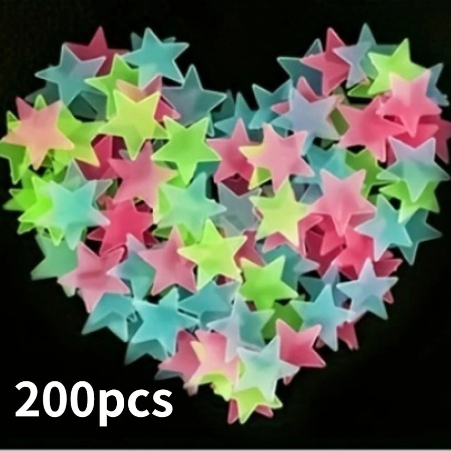 200 Piece Luminous Star Wall Sticker, Easy To Tear and Stick, Suitable for Bedroom, Luminous Party Decoration, Self-adhesive