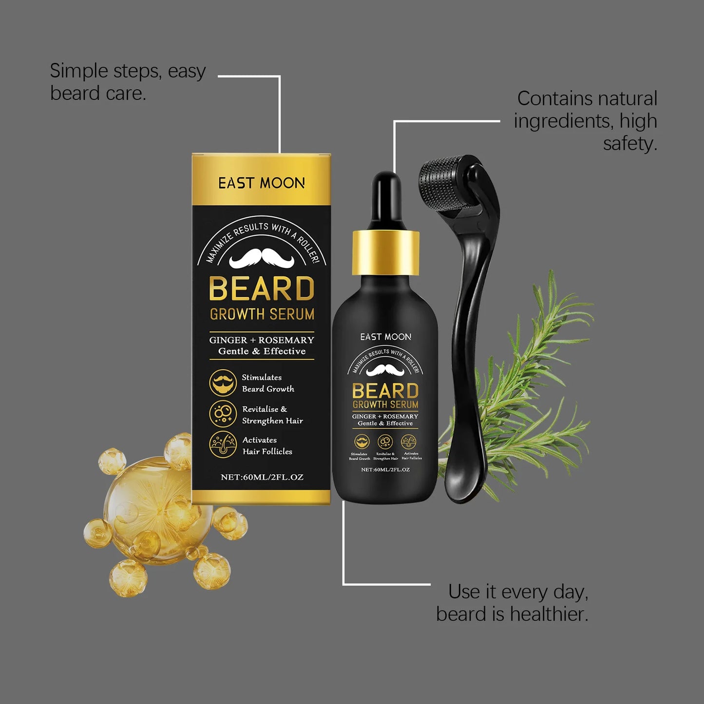 60ML Beard Growth Serum — Nourishing Strengthening Beard Oil
