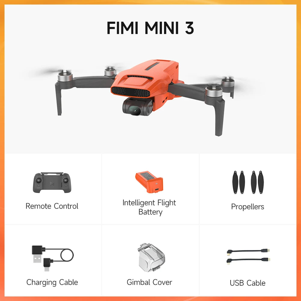 FIMI MINI 3 new drone 4K 60fps 9km range 3-axis Gimbal 249g Ultralight AI Super Night Video design smart tracking mini pro drone