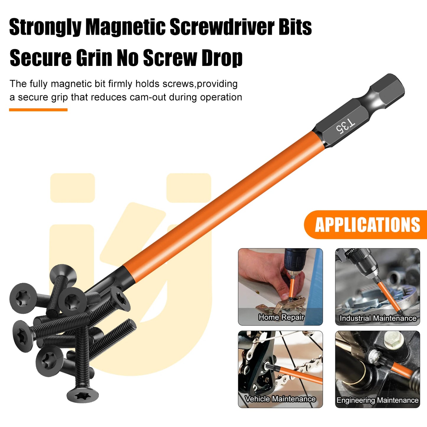 Torx Screwdriver Bits Set Individual Bits T5-T40 75/100/150mm Lengths Strong Magnetism High Hardness S2 Alloy Steel 1/4Hex Shank
