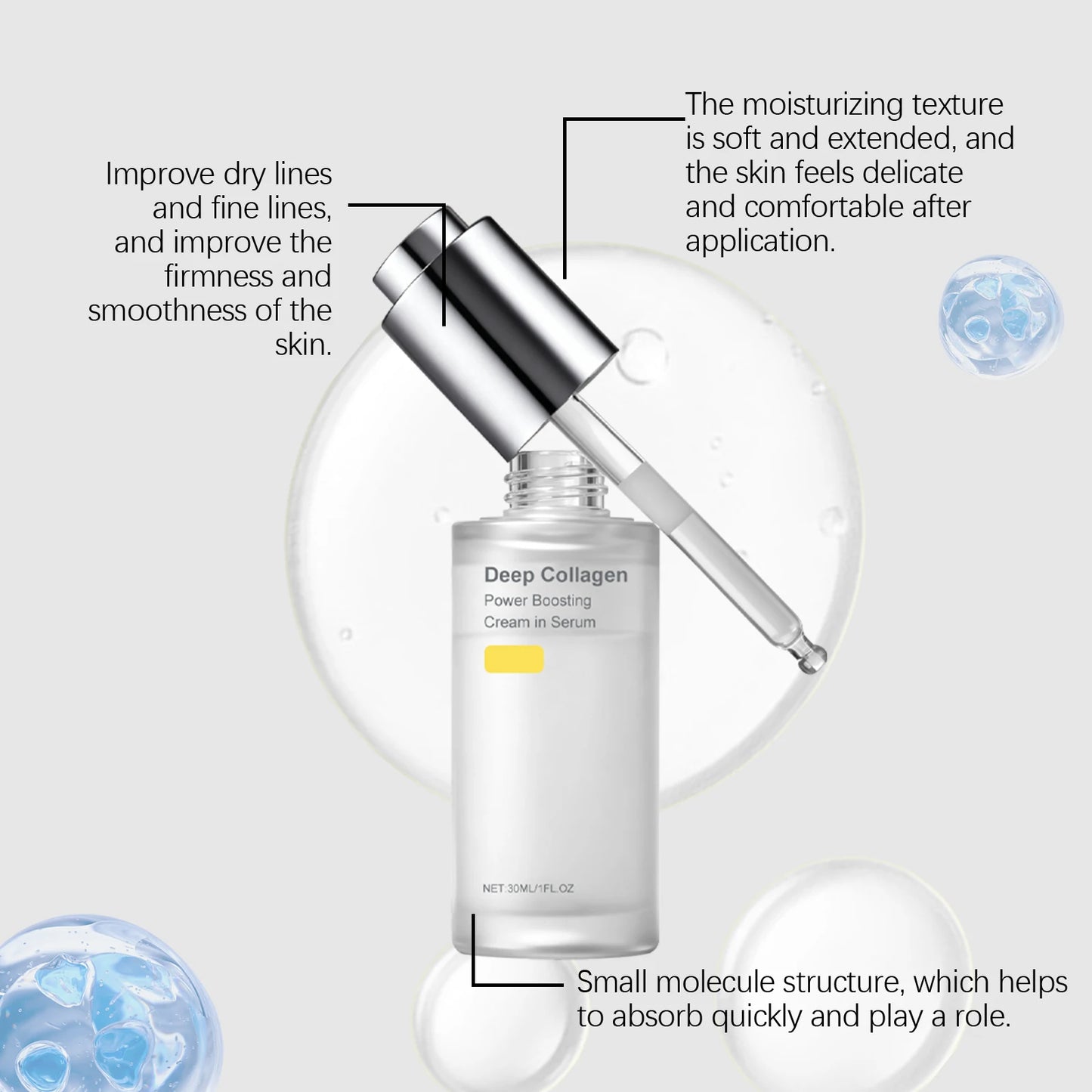 AMZ 30ml Collagen Moisturizing Facial Essence Nourishing Skin Care Smooth Daily Moisture Water for Facial Skin Health