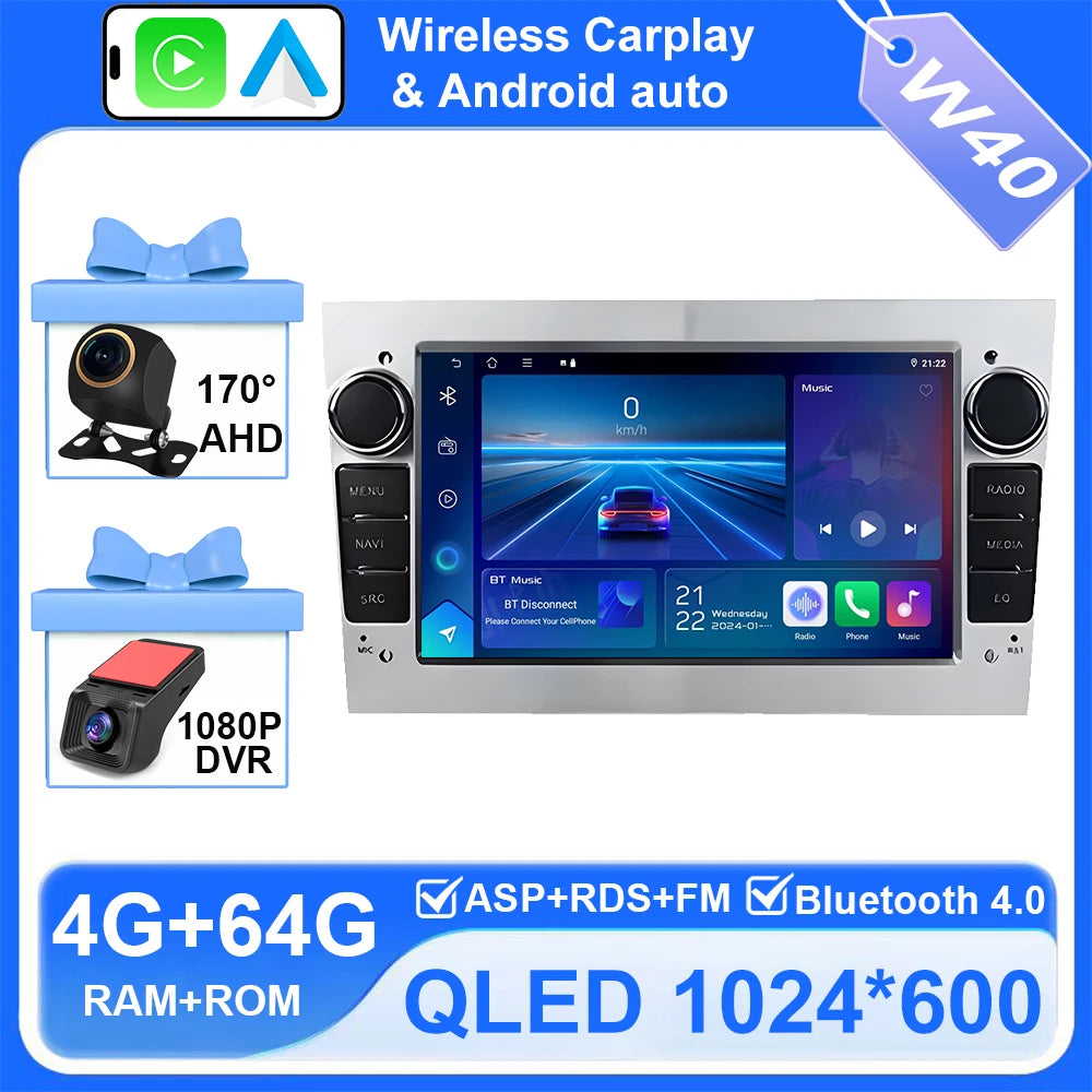 Android Car Stereo for Opel/Vauxhall Astra H J, Vectra, Antara, Zafira, Corsa (2004–2011) — CarPlay, Android Auto, GPS