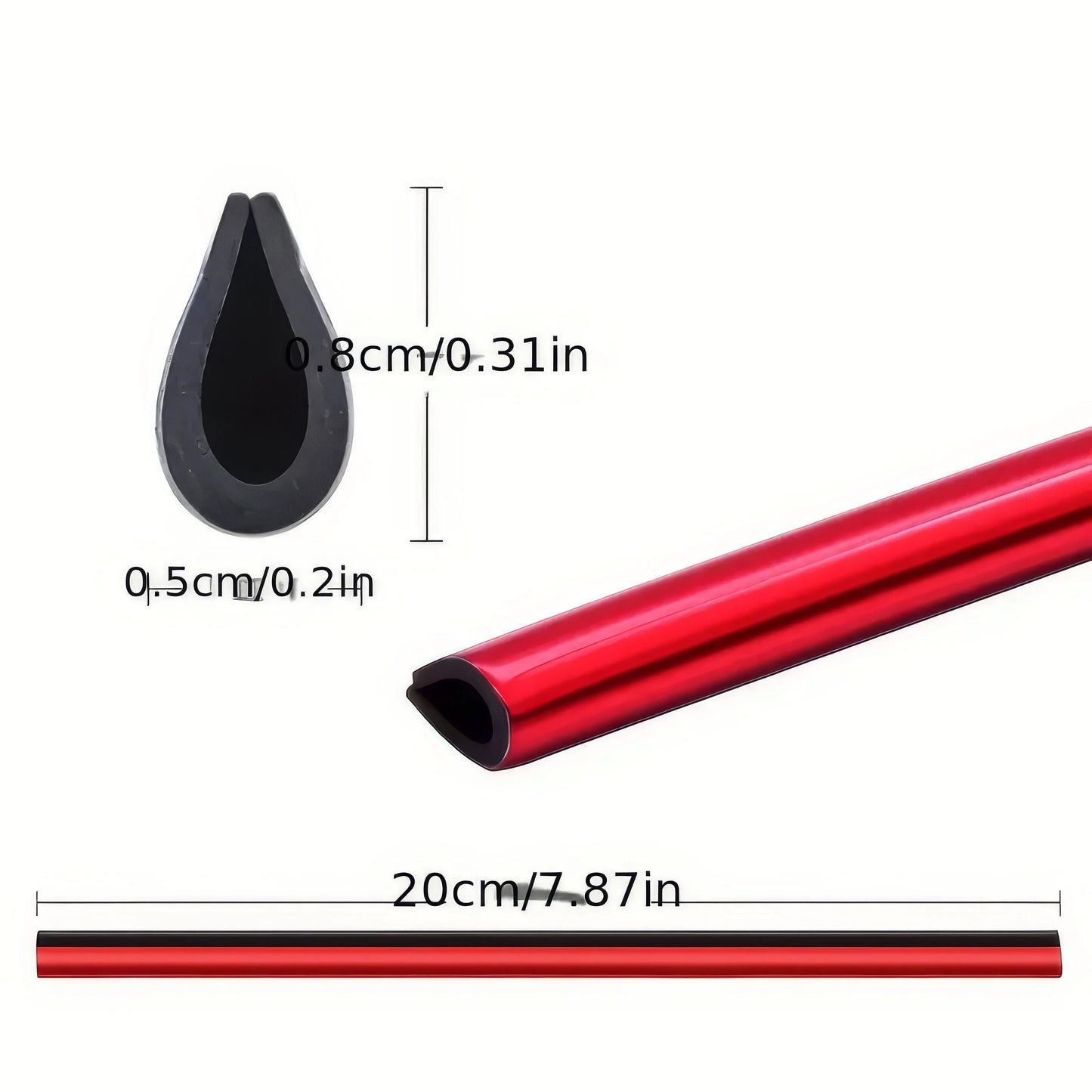 10/20 Decorative Strips in Red, Durable Material, Easy To Install, Compatible with All Car Models, Fashionable Car Decoration
