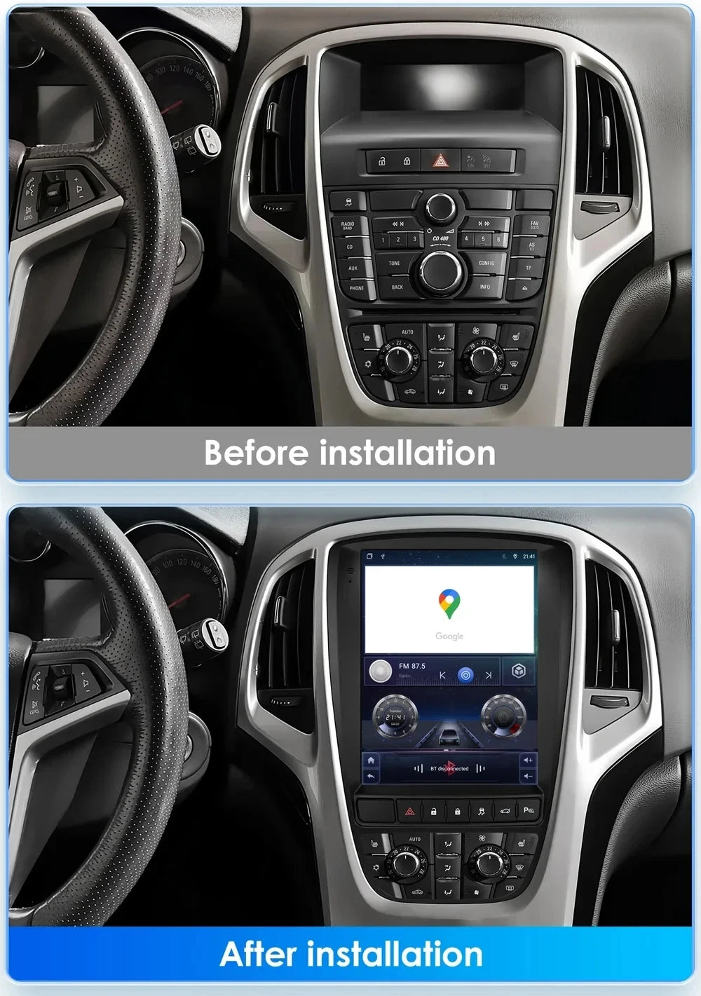 9.7" Car Stereo with Apple CarPlay & Android Auto, Compatible with Opel Astra J (2009-2015)