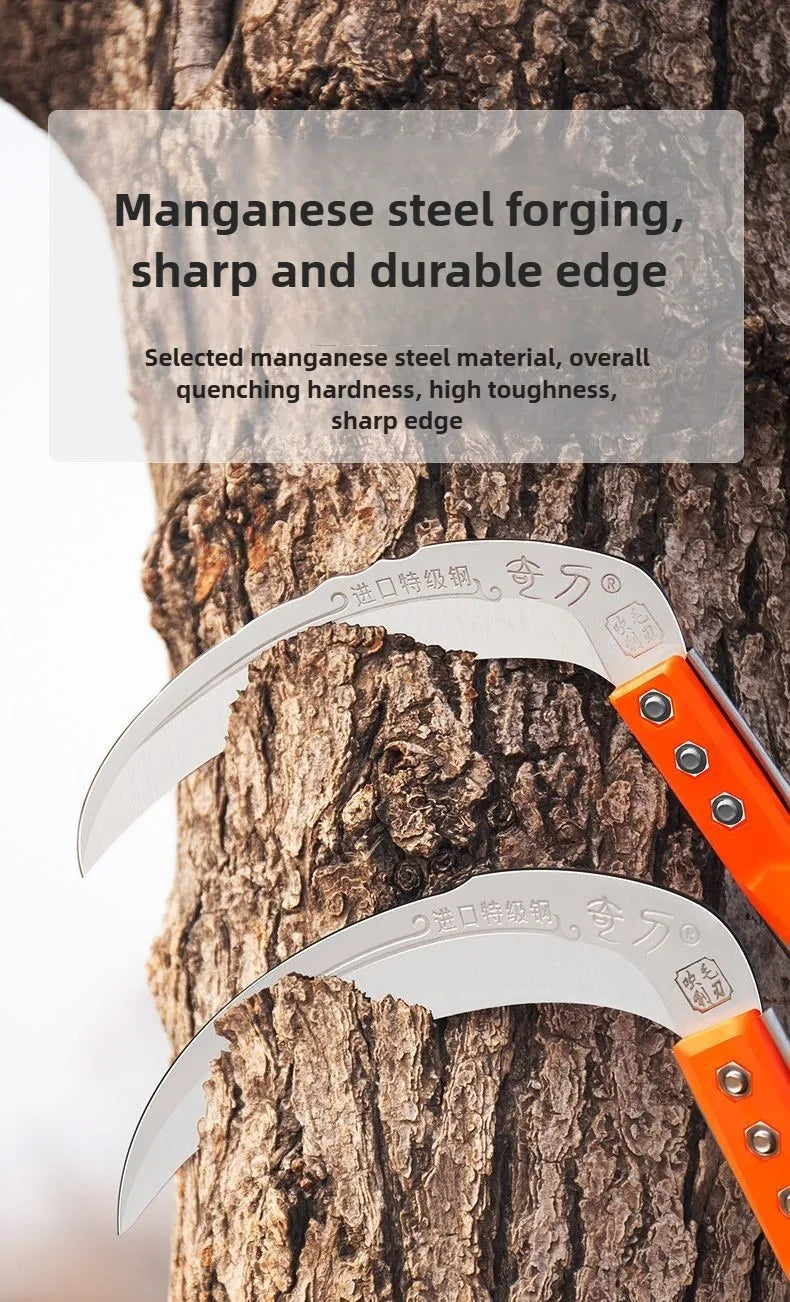 Long-Handle Garden Sickle — Manual Grass & Weed Cutting Tool