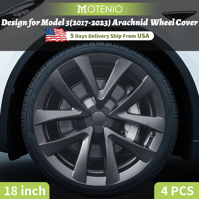 4PCS Design For TESLA Model 3 2026-2026 18 Inch Arachnid Style Wheel Cover Hubcaps Cap Only For Model 3 Wheel Cover Accessories