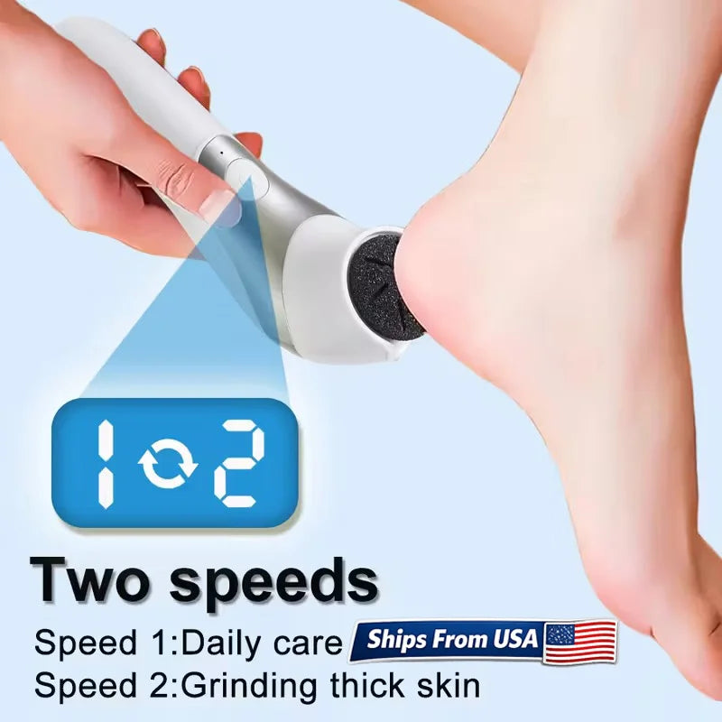 Professional Electric Foot Callus Remover Rechargeable Pedicure Kit 2 Speed Exfoliating Tool for Smooth Heels