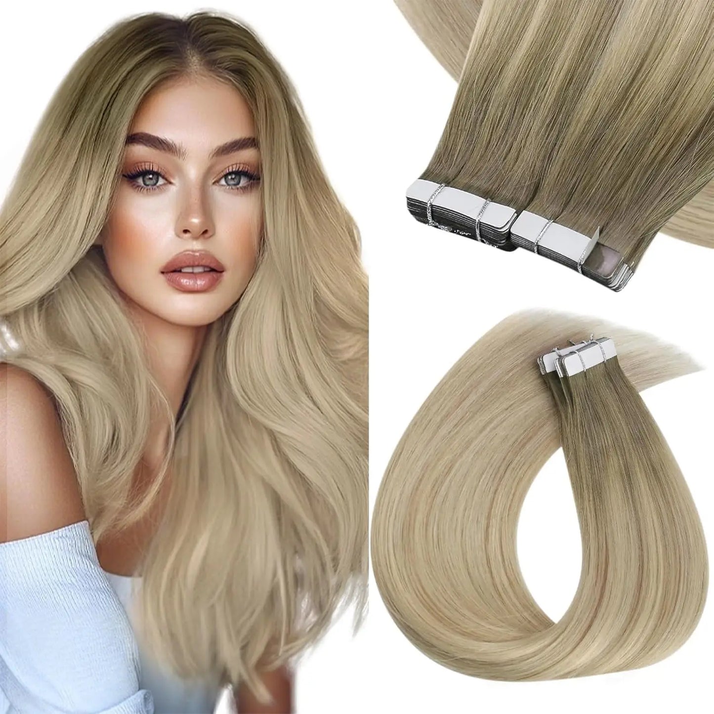 VeSunny Remy Tape In Hair Extensions  Brazilian Human Natural Hair 12-22 inches 30&50G  Balayage Color  Human Hair  Extensions