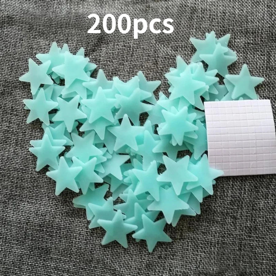 200 Piece Luminous Star Wall Sticker, Easy To Tear and Stick, Suitable for Bedroom, Luminous Party Decoration, Self-adhesive