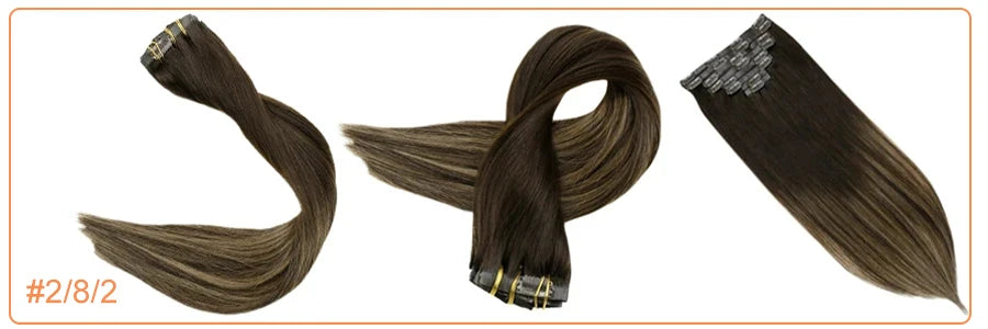 Full Shine Seamless Clip in Human Hair Extensions 8Pcs 100g&80g Pure Color Blond Hair Pu Clip on Remy Extension Skin Weft