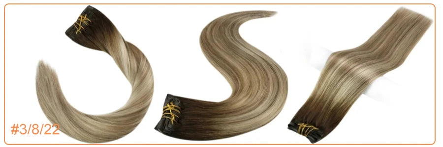 Full Shine Seamless Clip in Human Hair Extensions 8Pcs 100g&80g Pure Color Blond Hair Pu Clip on Remy Extension Skin Weft