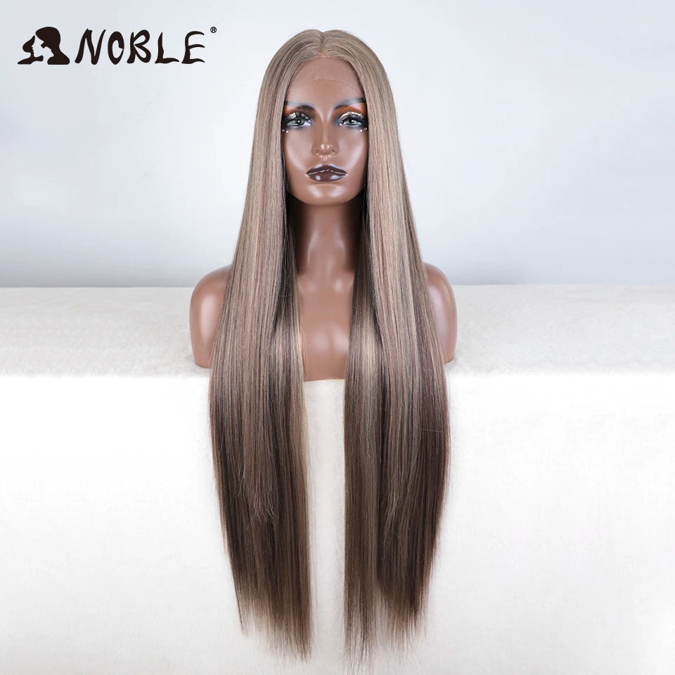 Noble Synthetic Lace Front Wig Cosplay 38 Inch 13X4X1 Straight Lace Front Wigs For Women Blonde Wigs High Density Lace Wig