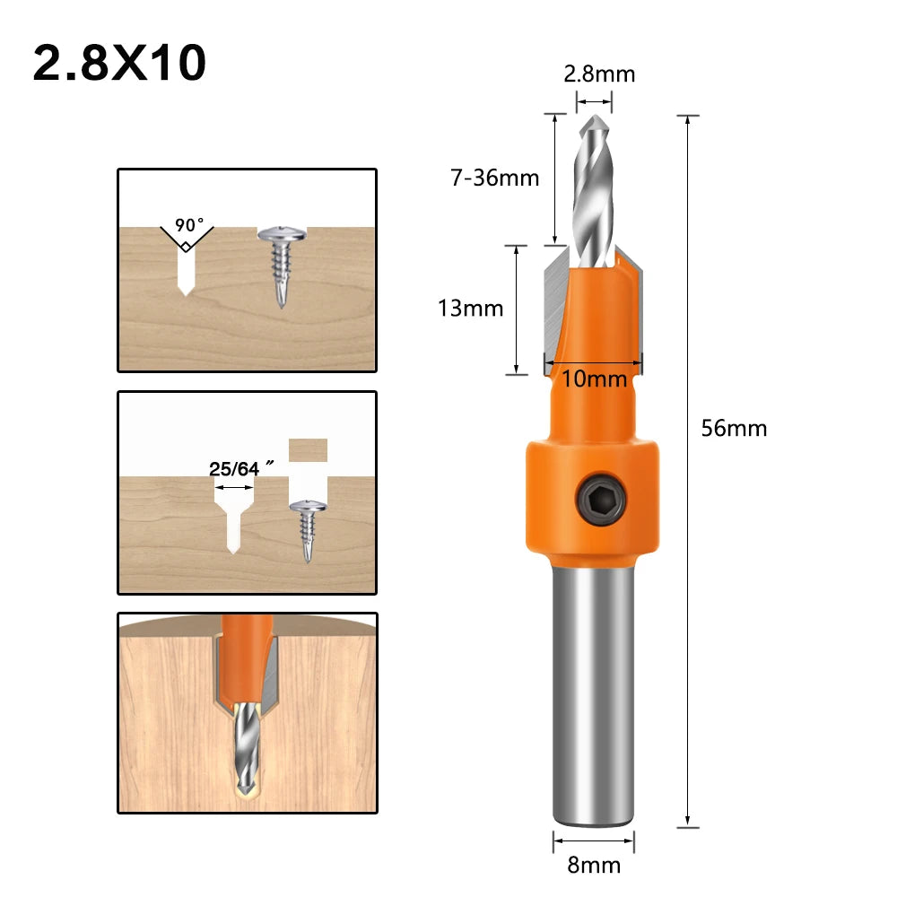 8mm Shank Countersink Router Bit, Woodworking Milling Cutter