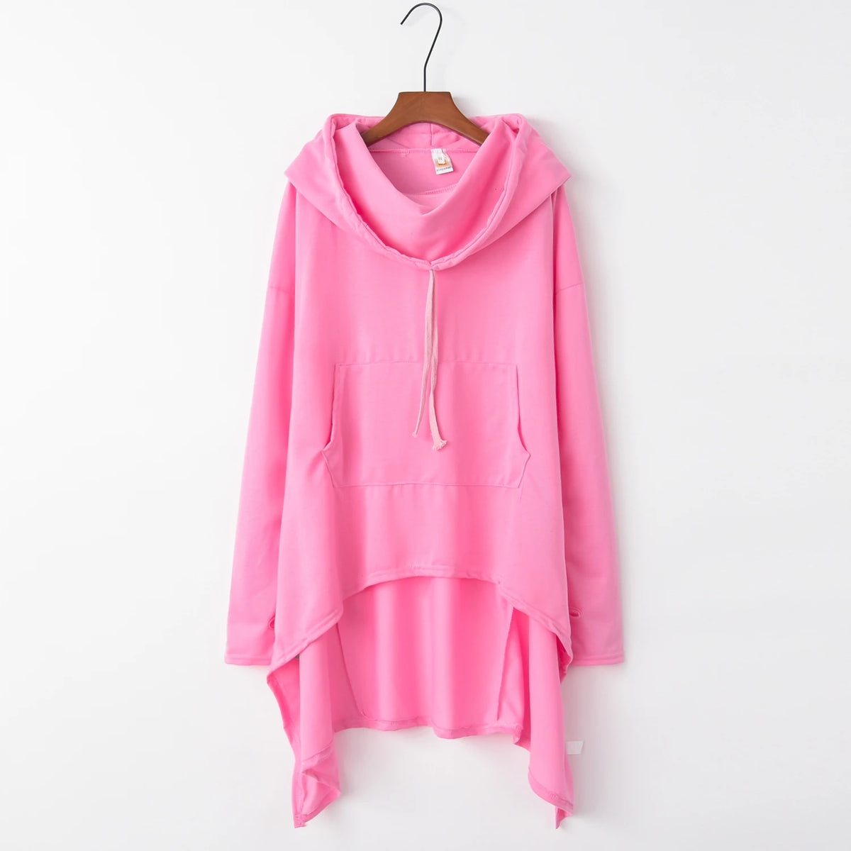 Women's Long Solid Color Hoodie with Pockets