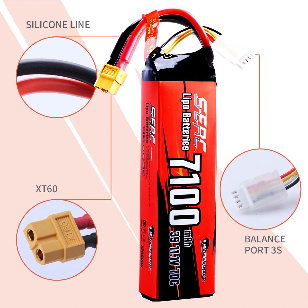 Sunpadow 3S 11.1V Lipo Battery for 5600mAh 7100Ah 70C with XT60 Connector For RC Vehicles Car Truck Tank Truggy Buggy Hobby