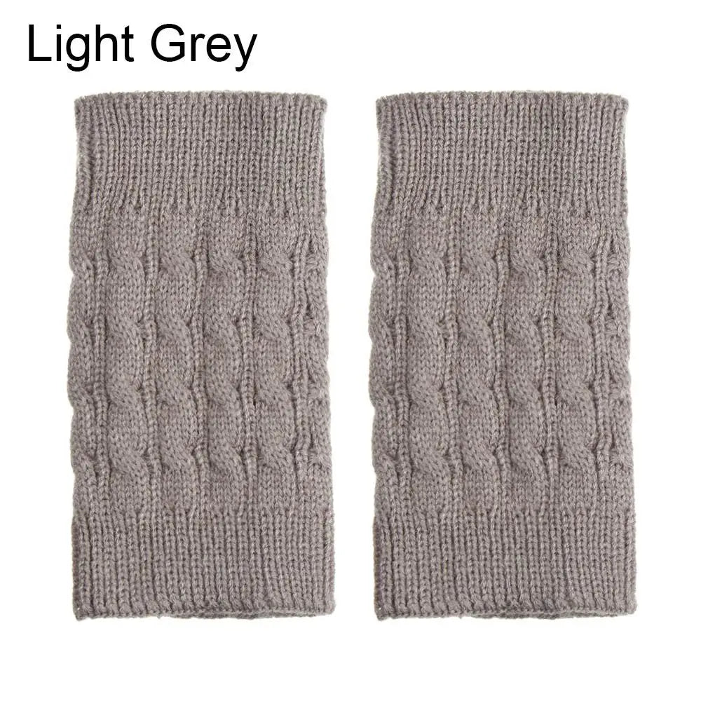 Women's Short Knit Leg Warmers - Boot Cuffs in Grey & Khaki - photo 17