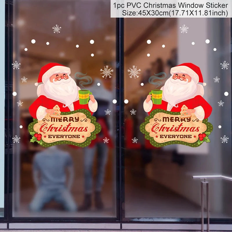 Christmas Wall Window Stickers Marry Christmas Decoration For Home 2026 Christmas Ornaments Xmas Navidad Gift New Year 2026