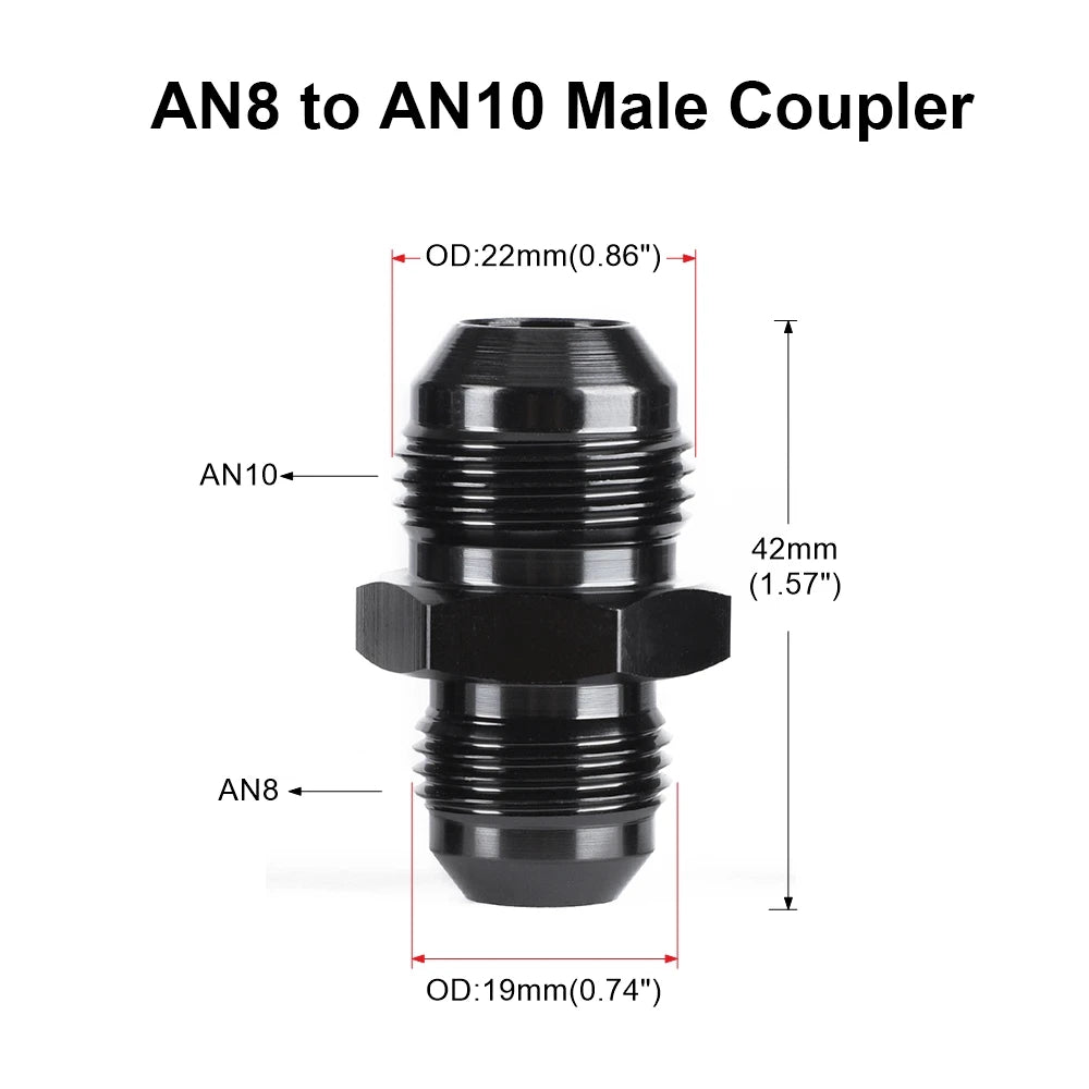 Oil Fuel Hose End Adapter an Straight AN Male To AN Male Coupler AN4 AN6 AN8 AN10 Fittings Aluminum Male Flare AN8 Fitting