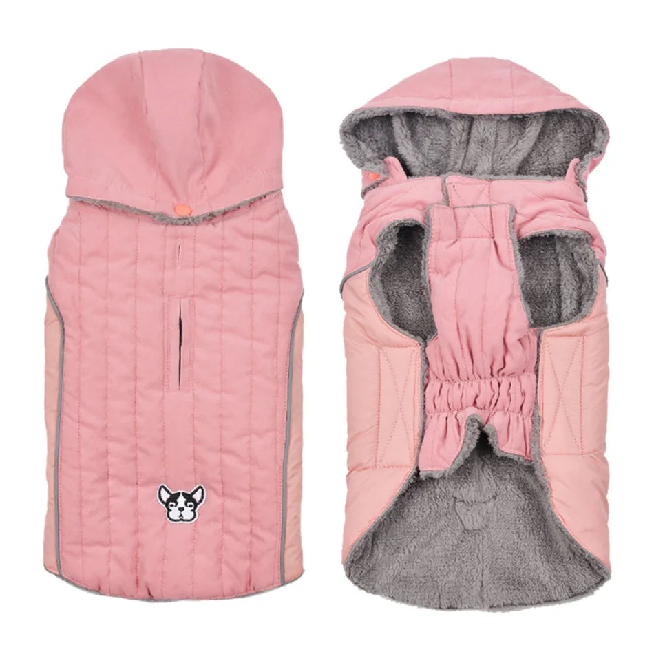 Reflective Quilted Dog Winter Jacket - Thick Fleece Coat with Belly Strap - photo 8