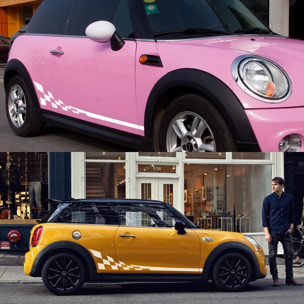 2Pcs Car Door Side Racing Sport Decal – Compatible with MINI Cooper R50 R52 R53 R56 R57 R58 R59 R60 R61 F54 F55 F56 F60