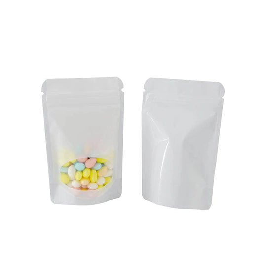 100 Piece Colored Aluminum Foil Stand-Up Zip Pouches - Clear Window Snack Bags - photo 3