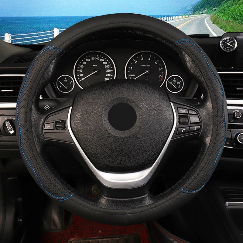 Car Truck PU Leather Embossed Steering Wheel Cover Steering-Wheel For Auto Diameters 36 38 40 42 45 47 50CM 7 Sizes to Choose