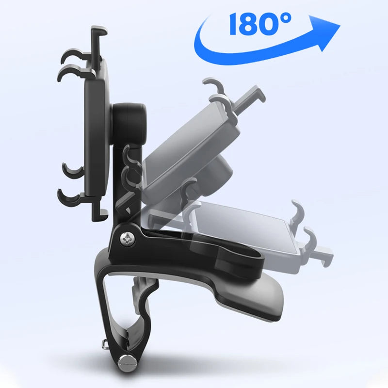 360° Universal Car Phone Holder – Dashboard, Mirror & Sun Visor Mount for 3–7" Phones