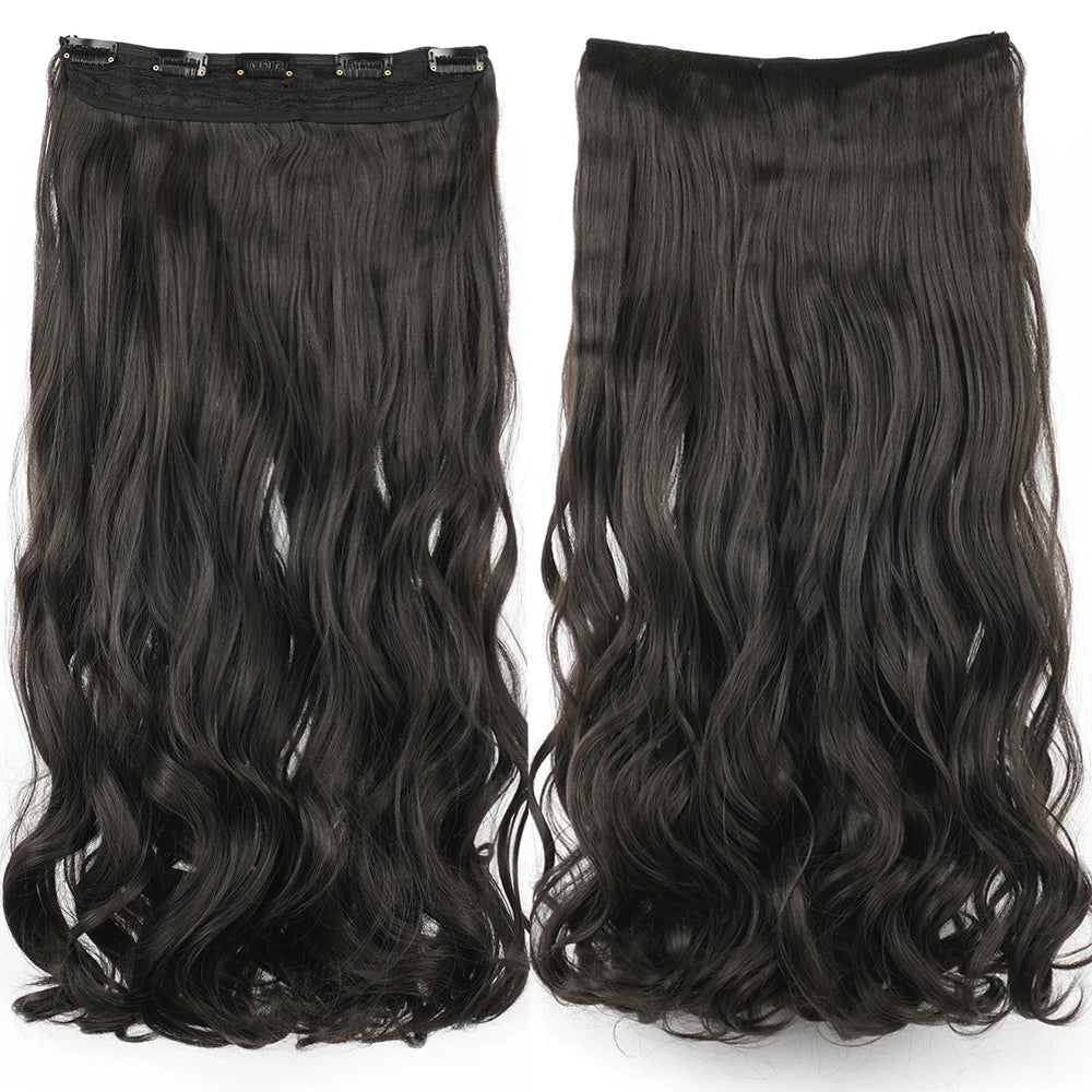 Soowee 24'' 28'' Synthetic Hair Charms Clip In Hair Extensions Dirty Blonde Fake Brown Curly Hair Pieces for Women