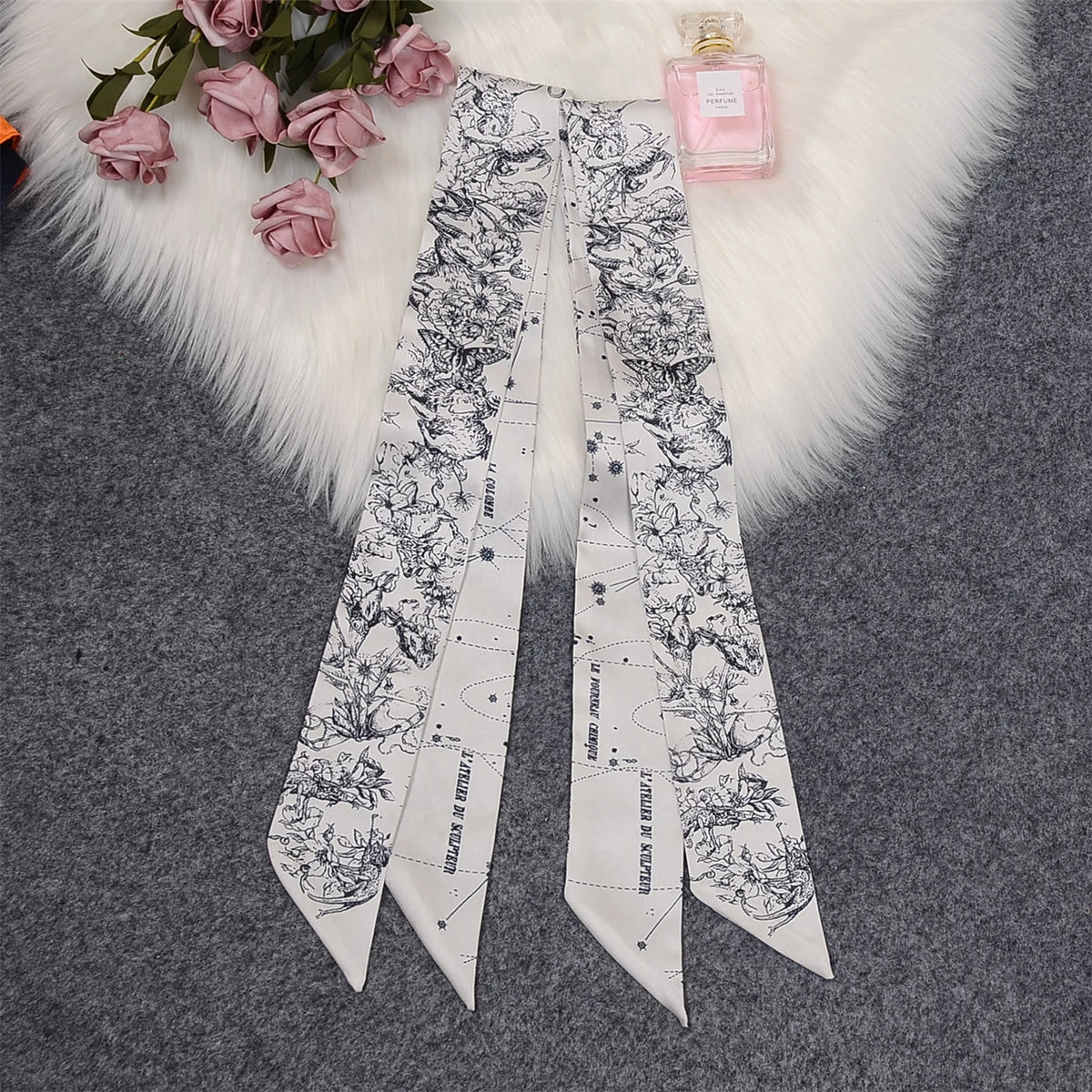 Tarot Constellation Silk Scarf for Women - Skinny Twill Neckerchief