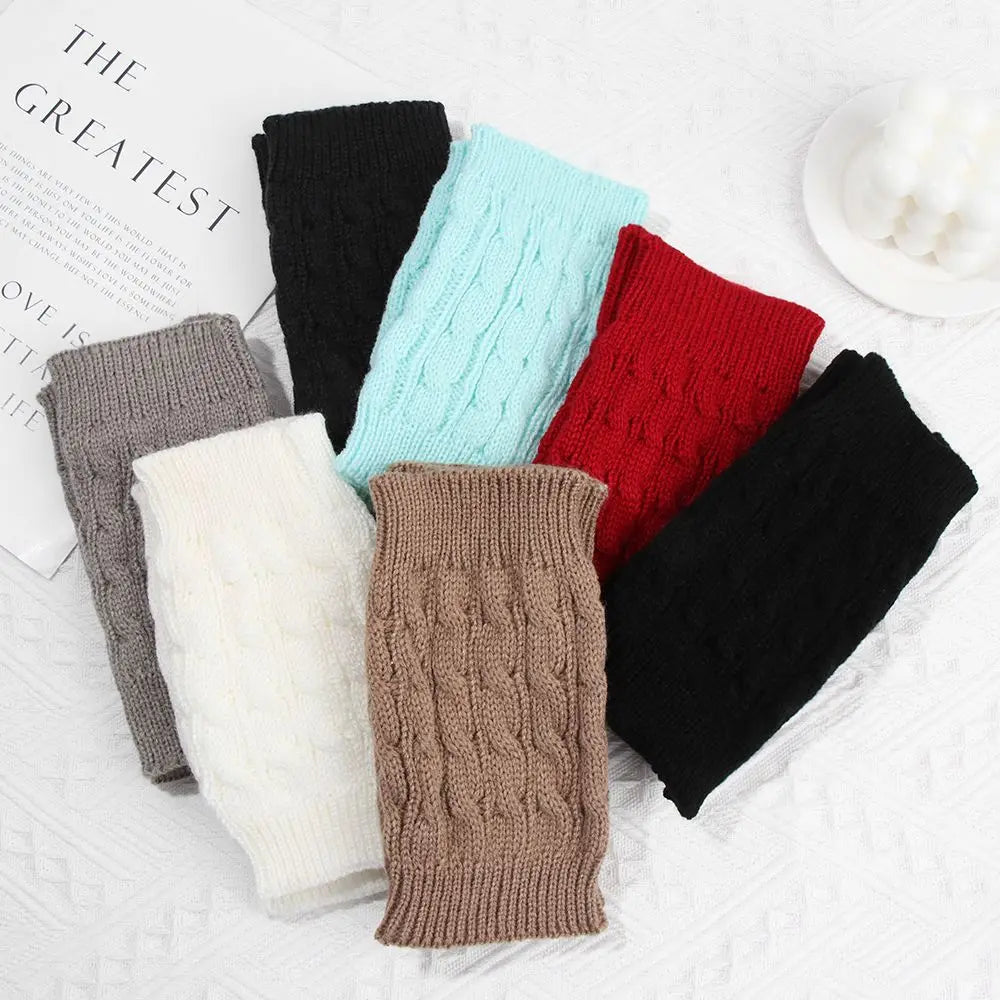 Women's Short Knit Leg Warmers - Boot Cuffs in Grey & Khaki - photo 2