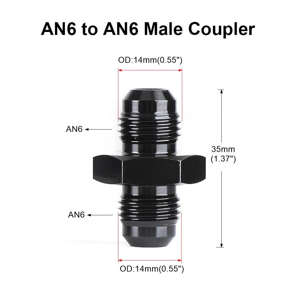 Oil Fuel Hose End Adapter an Straight AN Male To AN Male Coupler AN4 AN6 AN8 AN10 Fittings Aluminum Male Flare AN8 Fitting