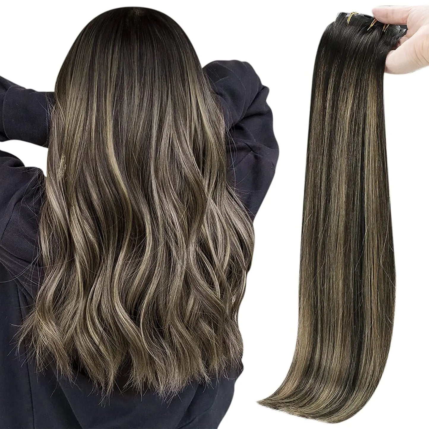 Full Shine Seamless Clip in Human Hair Extensions 8Pcs 100g&80g Pure Color Blond Hair Pu Clip on Remy Extension Skin Weft