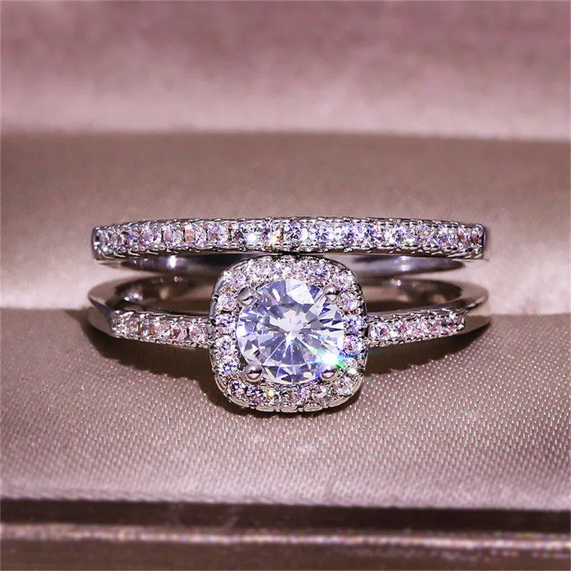 Cubic Zirconia White Gold Ring for Women - Bridal & Wedding