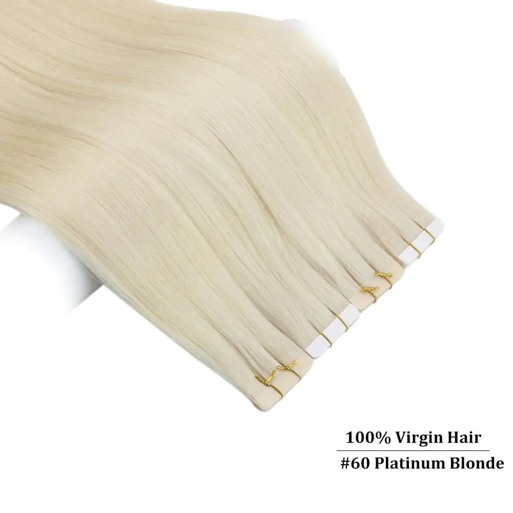 [Last 12 Months] Ugeat Tape in Hair Extensions Virgin Hair 100% Real Human Hair 10A Grade Hair Extensions Tape Ins Pure Color