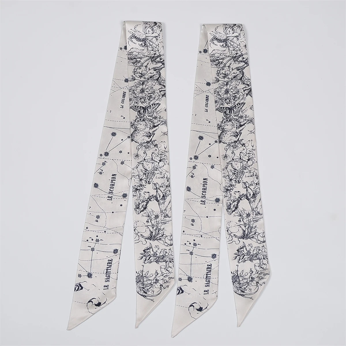 Tarot Constellation Silk Scarf for Women - Skinny Twill Neckerchief
