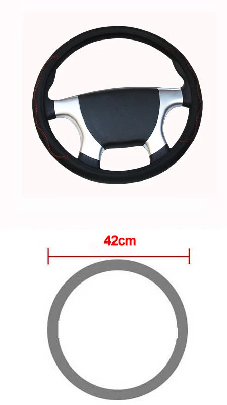 Car Truck PU Leather Embossed Steering Wheel Cover Steering-Wheel For Auto Diameters 36 38 40 42 45 47 50CM 7 Sizes to Choose