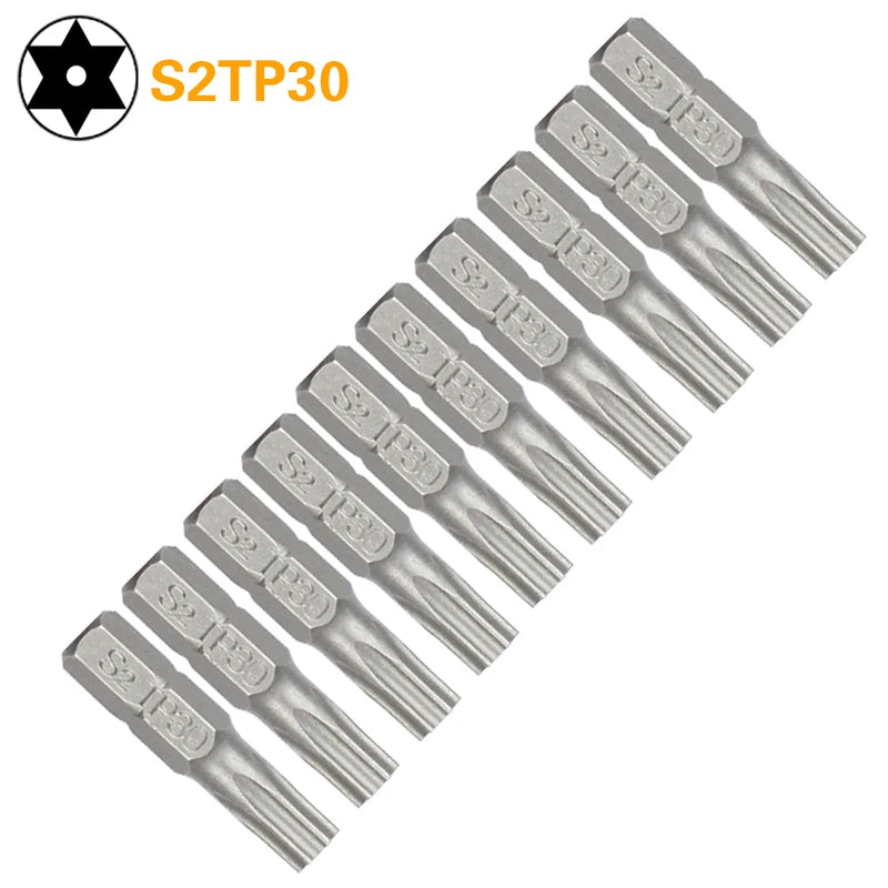 Security Torx Screwdriver Bit Set TP10–TP40 — 1/4" Hex Shank for Power Tools