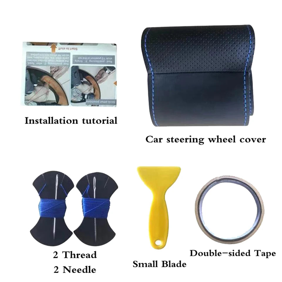 Hand-sewn Car Steering Wheel Cover For Chevrolet Captiva 2007-2014 Silverado GMC Sierra 2007 Black Microfiber Leather