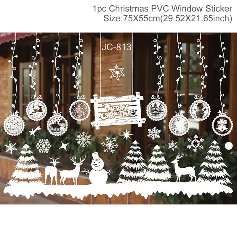 Christmas Wall Window Stickers Marry Christmas Decoration For Home 2026 Christmas Ornaments Xmas Navidad Gift New Year 2026