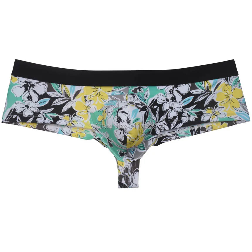 Men's Flowery Bulge Boxer Underwear Shiny 1/2 Coverage Cheeky Pouch Trunks Hot  Bikini Boxers Shorts