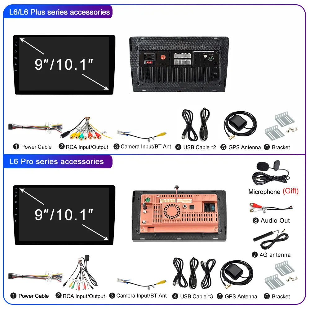 LEHX  7/9/10'' 4GB-64GB 2Din Android 15 Carplay Auto Car Radio Multimedia Stereo For toyota Hyundai Kia Volkswagen Jeep Fiat