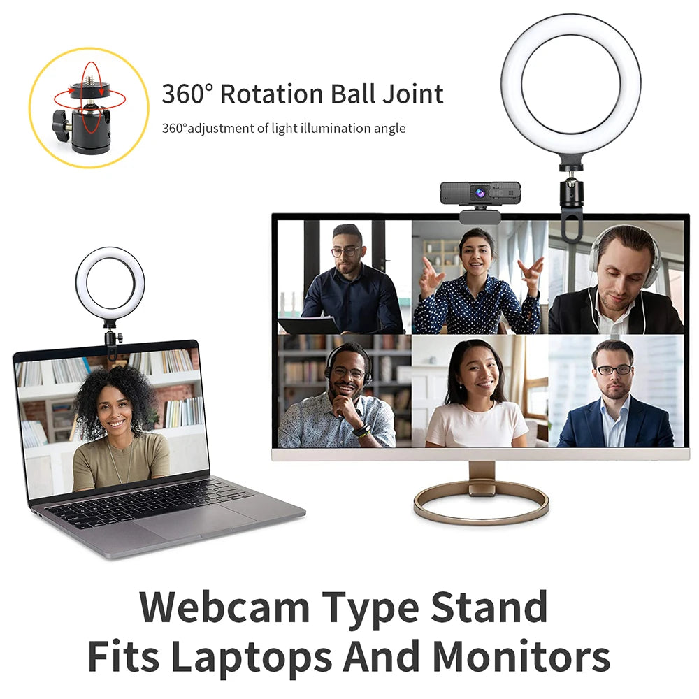 6.3 Inch LED Ring Light – USB Clip-On Selfie Light for Laptop, MacBook & Desktop | TikTok, YouTube & Zoom